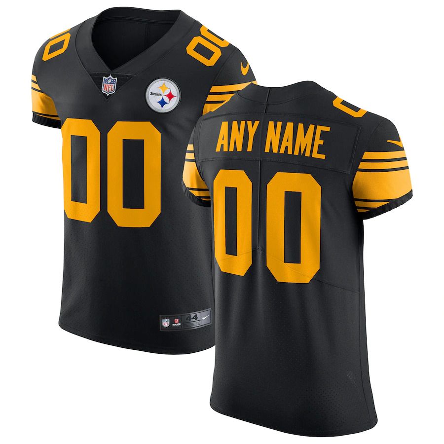 Men Pittsburgh Steelers Nike Black Vapor Untouchable Elite Custom Color Rush NFL Jersey->->Custom Jersey
